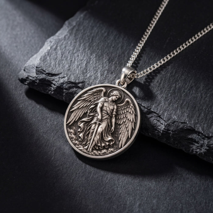 Kılıçlı Başmelek Madalyon Kolye Ucu